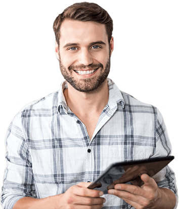 Homme dans site web pour bureau de syndic